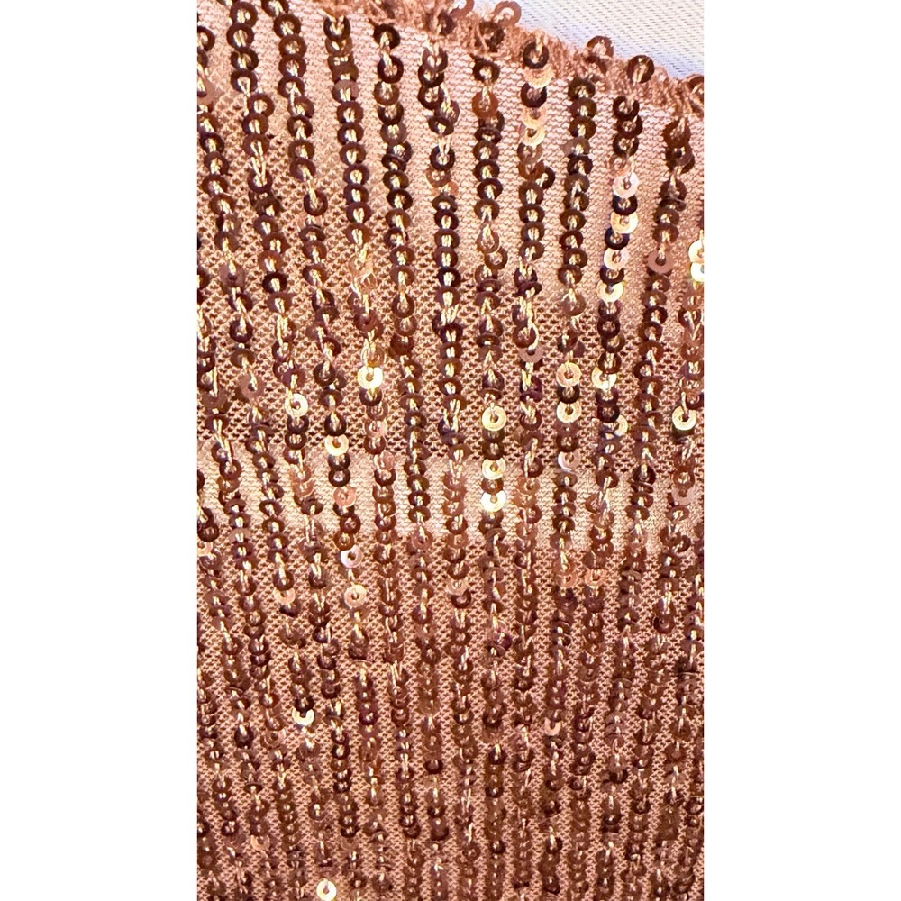Intimately Free People Copper Gold Rush Sequin Stretch Top Womens M Brown Crew - Picture 5 of 7